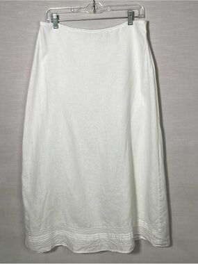 Ecologie Midi Skirt White 100% Linen Lined Cottagecore Beach
